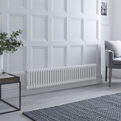 Radiateur électrique style fonte - Blanc - Double rang - 150,5 cm x 30 cm - Choix de thermostat Wi-Fi - Windsor