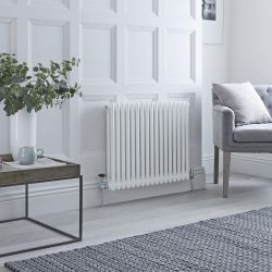 Radiateur style fonte rétro horizontal – Blanc - Double rang – Choix de tailles et de pieds - Windsor