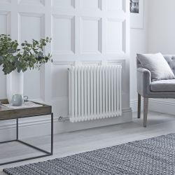 Radiateur style fonte électrique horizontal – Blanc – Double rang – Choix de tailles et de thermostat Wi-Fi – Windsor