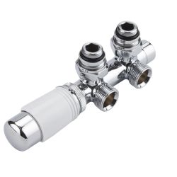 Robinet de radiateur thermostatique d'angle - Blanc - Choix d'Adaptateurs