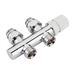 Robinet de radiateur thermostatique droit – Raccordement central - Choix d'adaptateurs