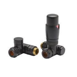 Robinets de radiateur thermostatiques d’angle mixtes – Noir