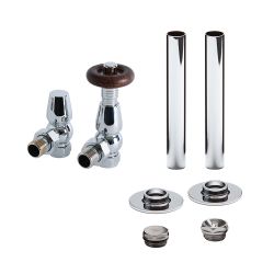 Robinets de radiateur d'angle thermostatique et cache tuyauterie - Choix de finitions - Windsor