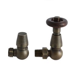 Paire de robinets de radiateur thermostatiques en coin rétro – Choix de finitions – Windsor