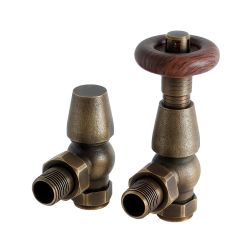 Paire de robinets de radiateur thermostatiques d’angle rétro – 16 mm – Laiton