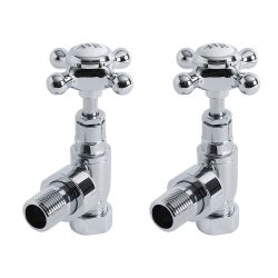 Robinets de radiateur d'angle design - Laiton chromé