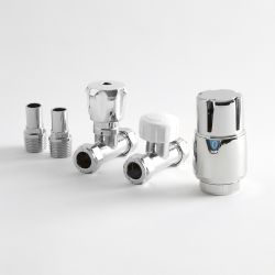Paire de robinets de radiateur droits thermostatiques – Chromés – Select