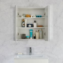 Armoire de toilette à miroir suspendu – Blanc – 65 cm x 60 cm - Cluo