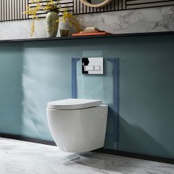 Pack WC suspendu sans bride - Avec bâti-support bas - Choix de plaque de déclenchement chasse d'eau - Ashbury