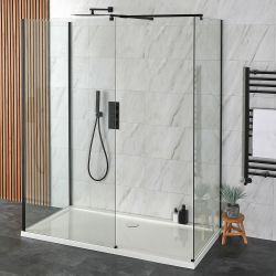 Douche italienne à 3 parois – Noir – Receveur de douche – Choix de tailles – Nox