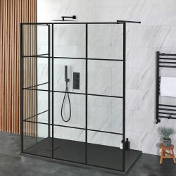 Douche italienne à 2 parois – Avec verrière – Receveur de douche à effet texturé – Choix de tailles – Barq