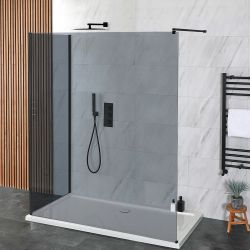 Douche italienne à 2 parois – Verre fumé – Receveur de douche – Choix de tailles – Nox-Luna