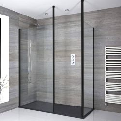 Douche italienne d’angle moderne avec receveur à effet texturé – Choix de tailles - Nox