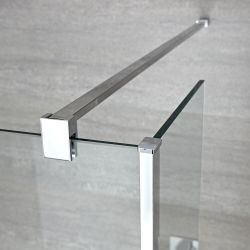 Paroi de douche italienne de 195 cm – Chromé – Tailles multiples et paroi de retour en option – Portland