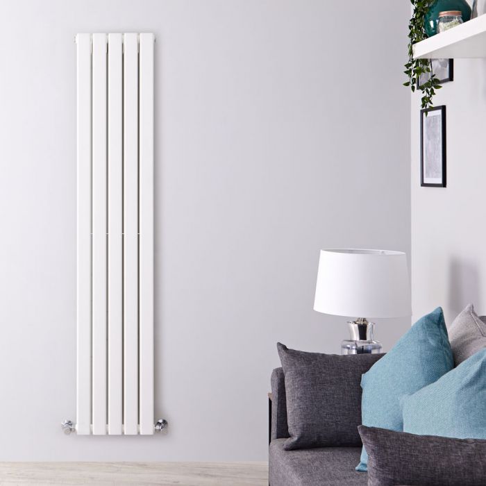 Radiateur design vertical – Blanc – 160 cm x 35 cm – Double rangs – Delta