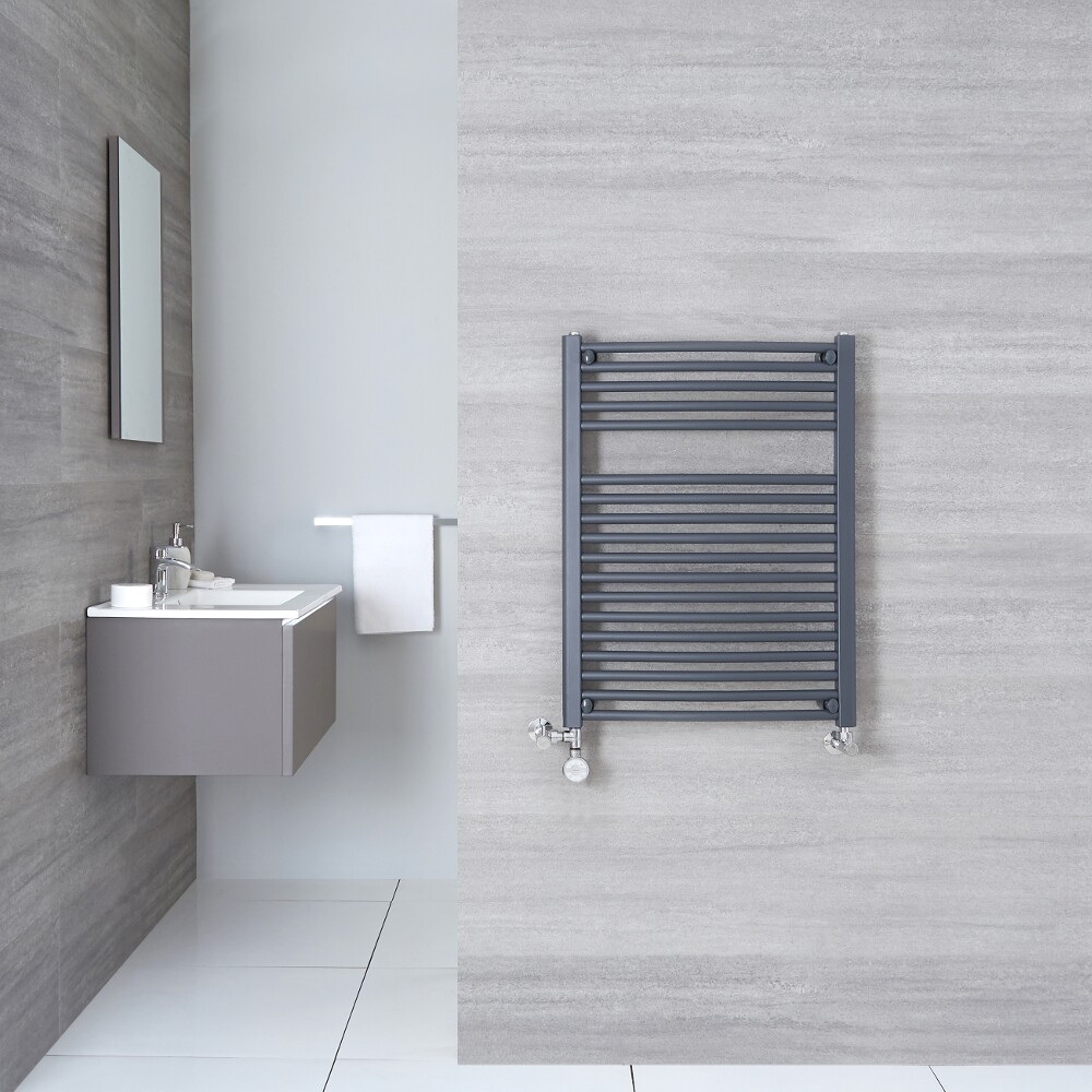 Sèche-Serviettes Mixte Incurvé Anthracite Loa 80cm x 50cm x 4,8cm 466 Watts