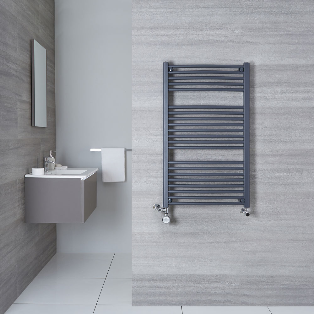Sèche-Serviettes Mixte Incurvé Anthracite Loa 100cm x 60cm x 5,2cm 740 Watts