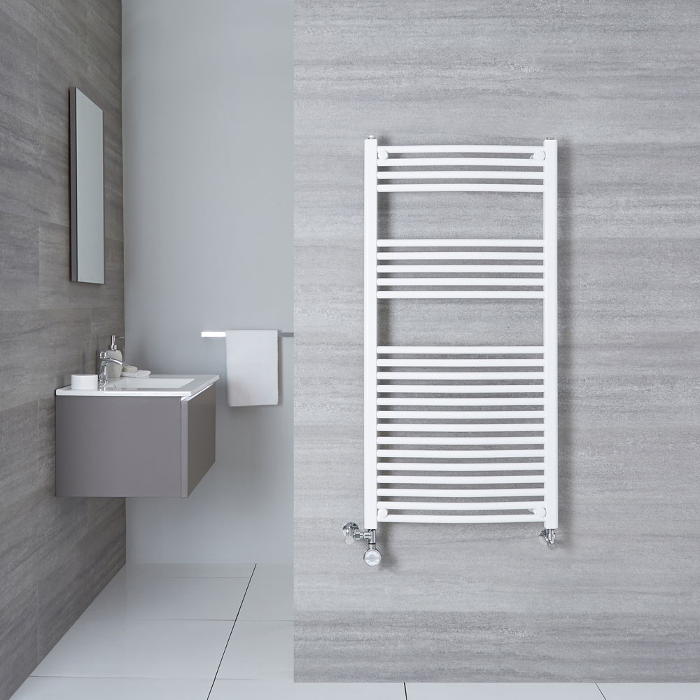Sèche-Serviettes Mixte Incurvé Blanc Etna 120cm x 60cm x 5cm 766 Watts