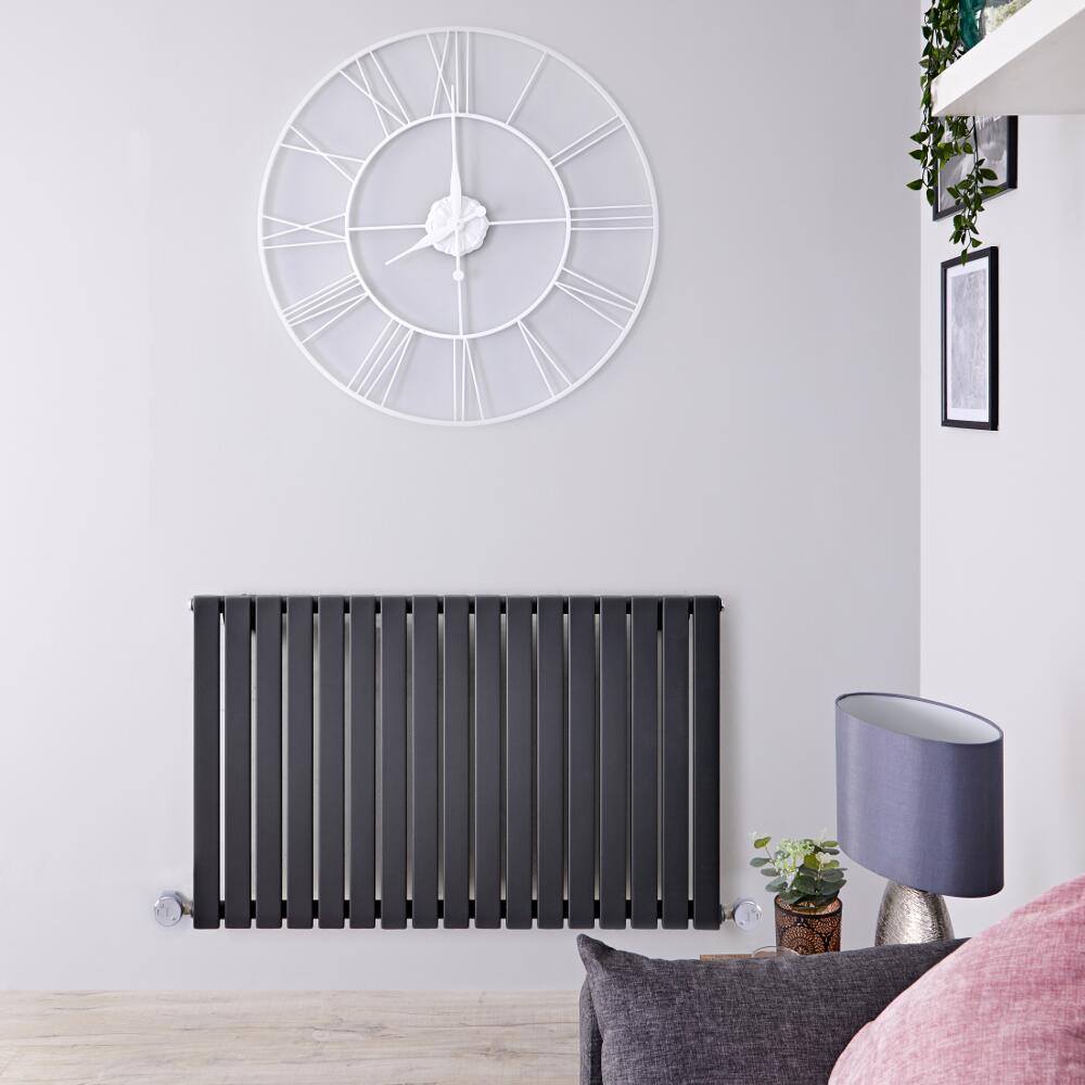 Radiateur Design Électrique Horizontal Anthracite Sloane 63,5cm x 100cm x 5,4cm
