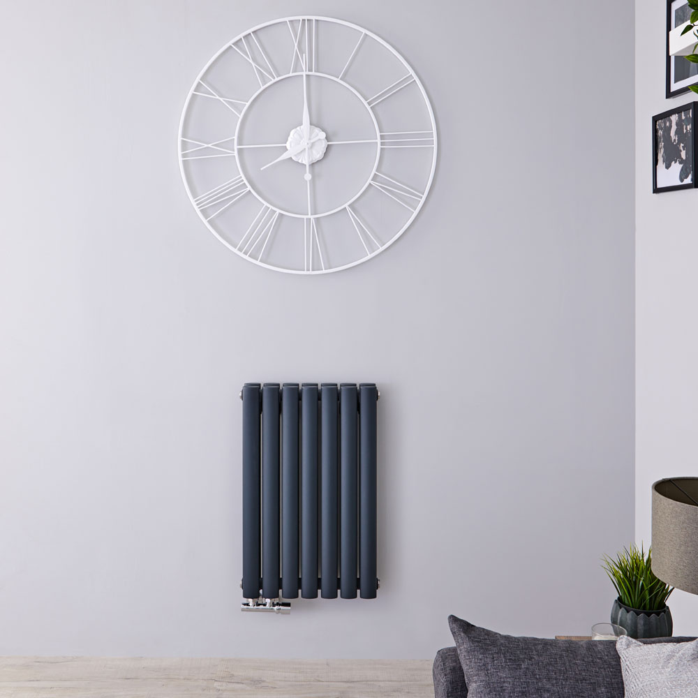 Radiateur Design Horizontal Raccordement Central Anthracite Vitality Caldae 63,5cm x 41,5cm x 7,8cm 729 Watts