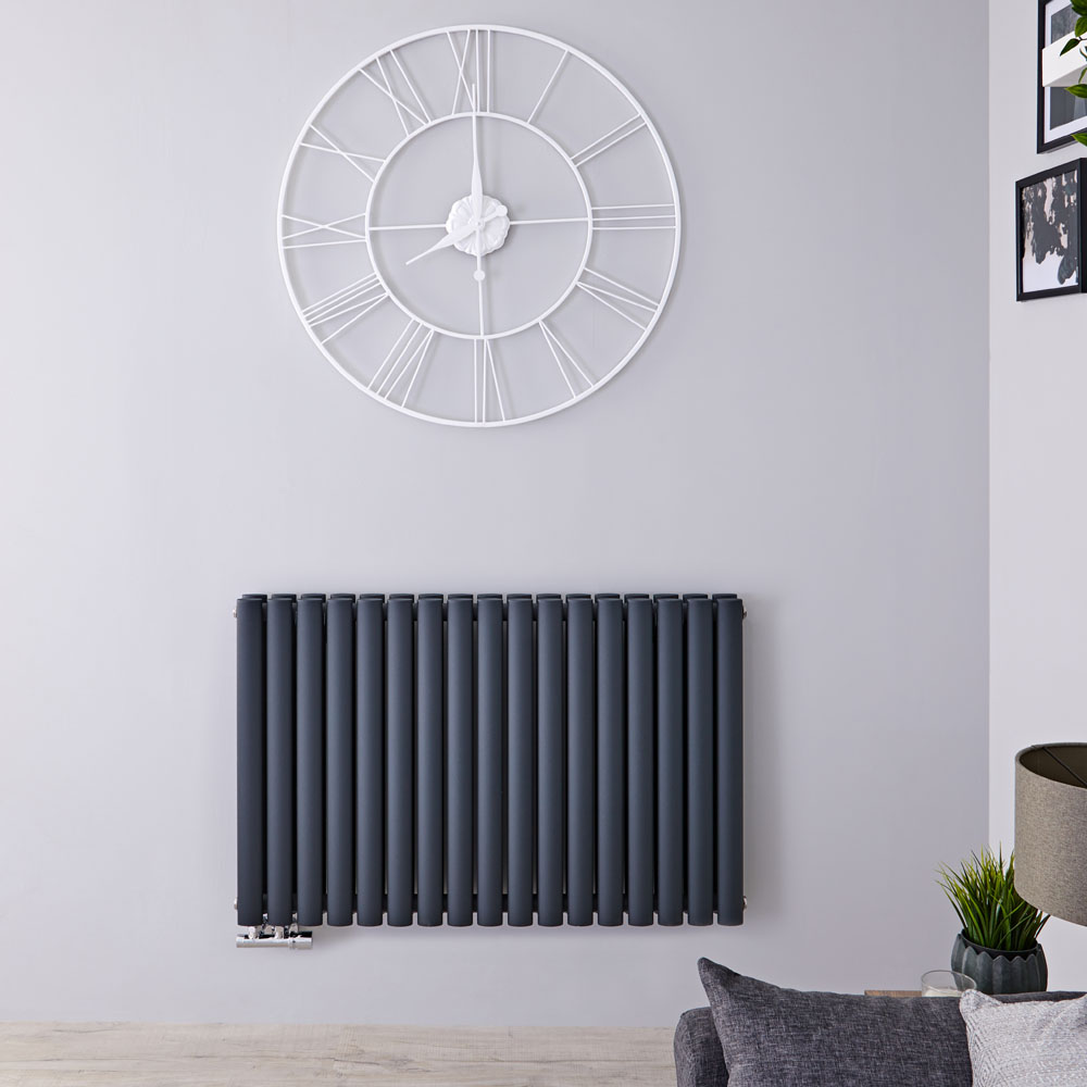Radiateur Design Horizontal Raccordement Central Anthracite Vitality Caldae 63,5cm x 100cm x 7,8cm 1773 Watts