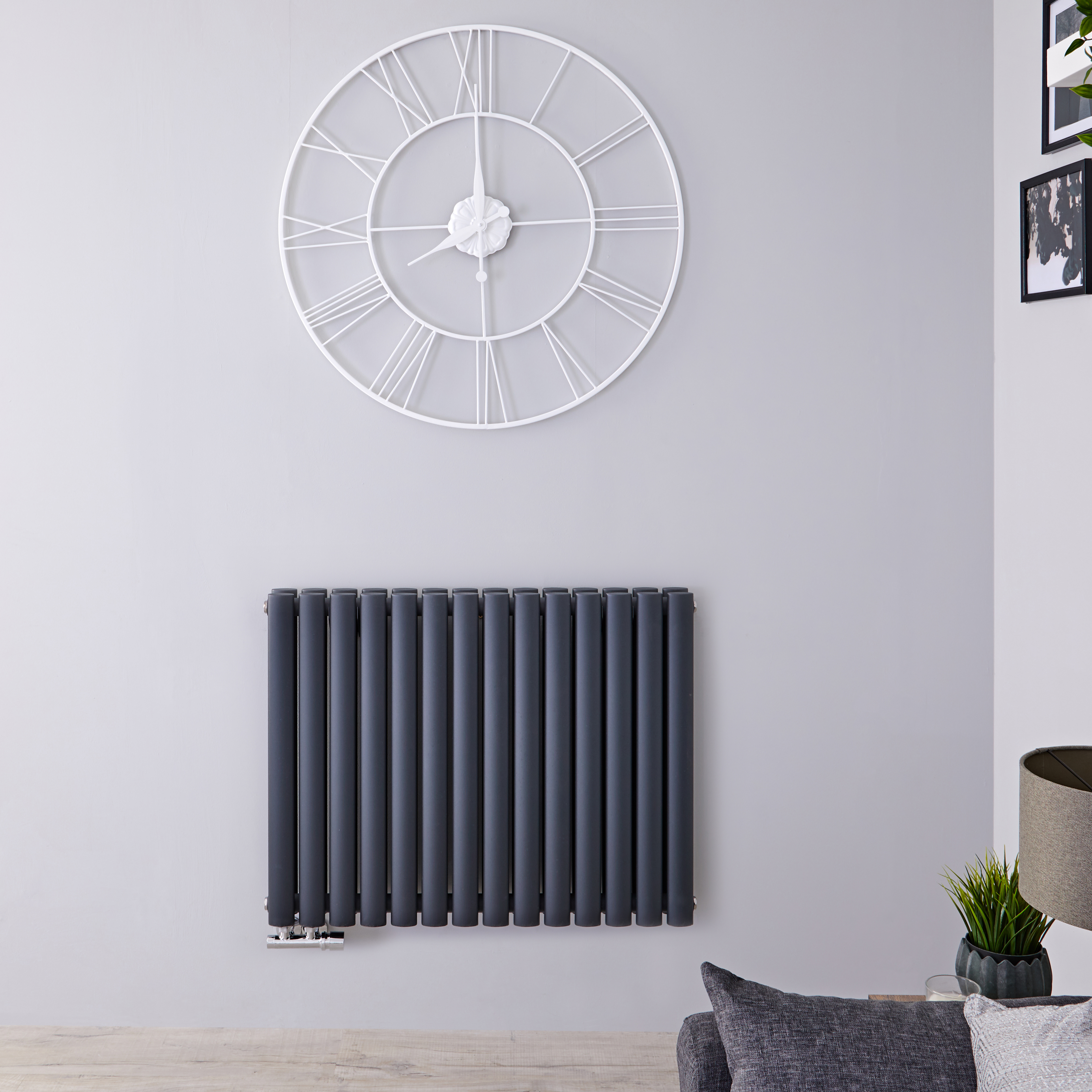 Radiateur Design Horizontal Raccordement Central Anthracite Vitality Caldae 63,5cm x 83,4cm x 7,8cm 1461 Watts