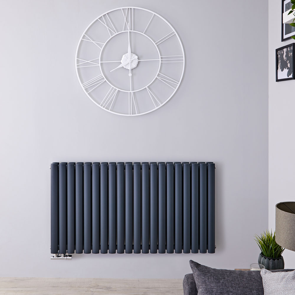 Radiateur Design Horizontal Raccordement Central Anthracite Vitality Caldae 63,5cm x 118cm x 7,8cm 2086 Watts