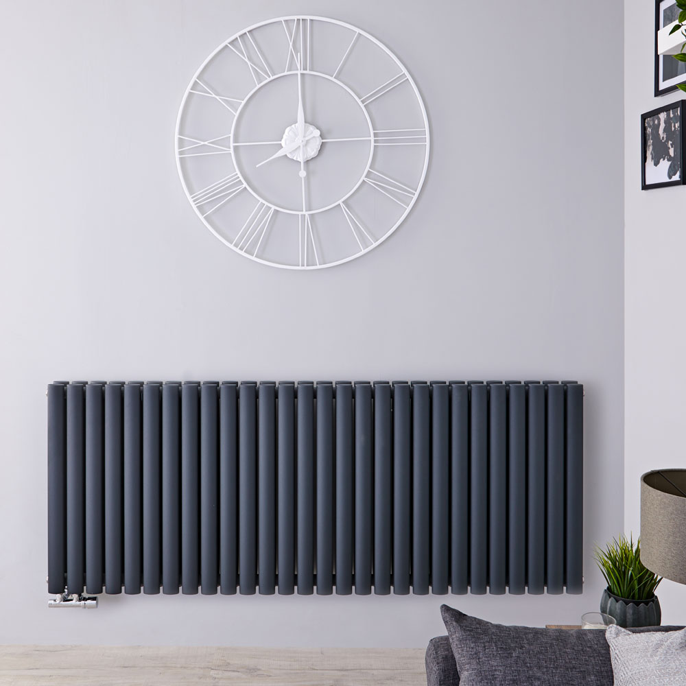 Radiateur Design Horizontal Raccordement Central Anthracite Vitality Caldae 63,5cm x 164,7cm x 7,8cm 2614 Watts