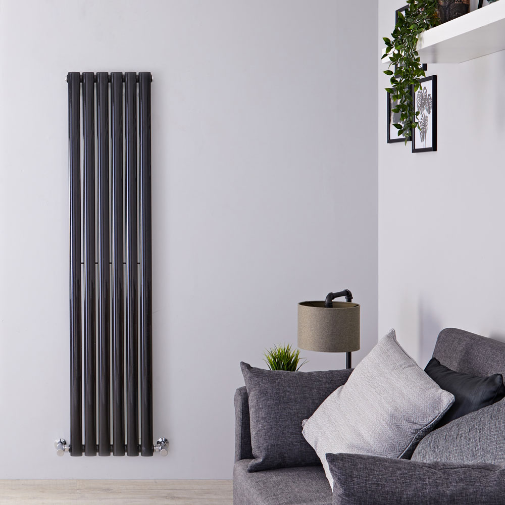 Radiateur Design Vertical Noir Vitality 160cm x 35,4cm x 5,6cm 841 Watts