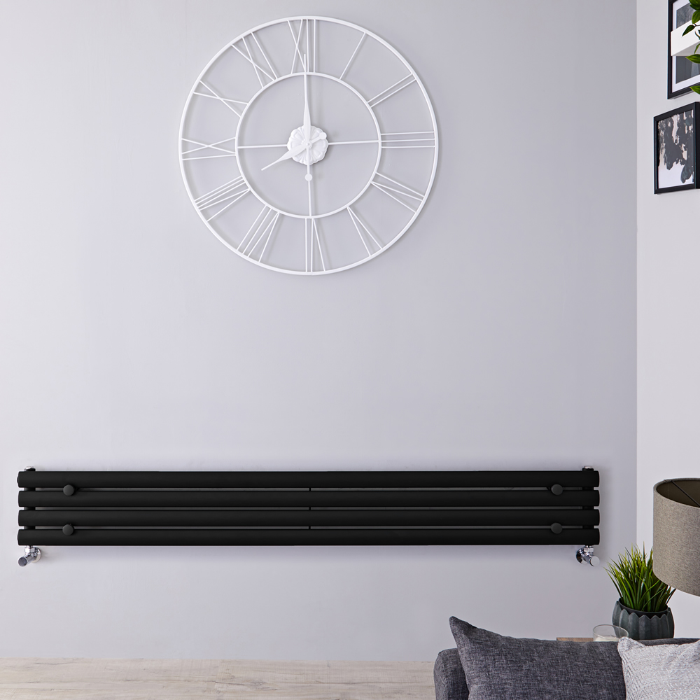 Radiateur Design Horizontal Noir Vitality 23,6cm x 160cm x 5,6cm 518 Watts