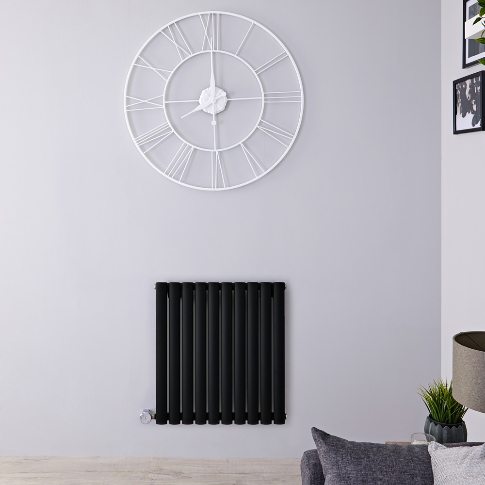 Radiateur design électrique horizontal - Noir - 63,5 cm x 59,5 cm x 5,5 cm - Vitality