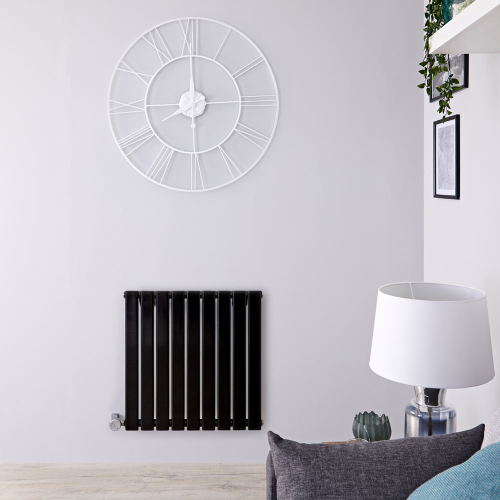 Radiateur Design Électrique Horizontal Noir Delta 63,5cm x 63cm x 4,6cm