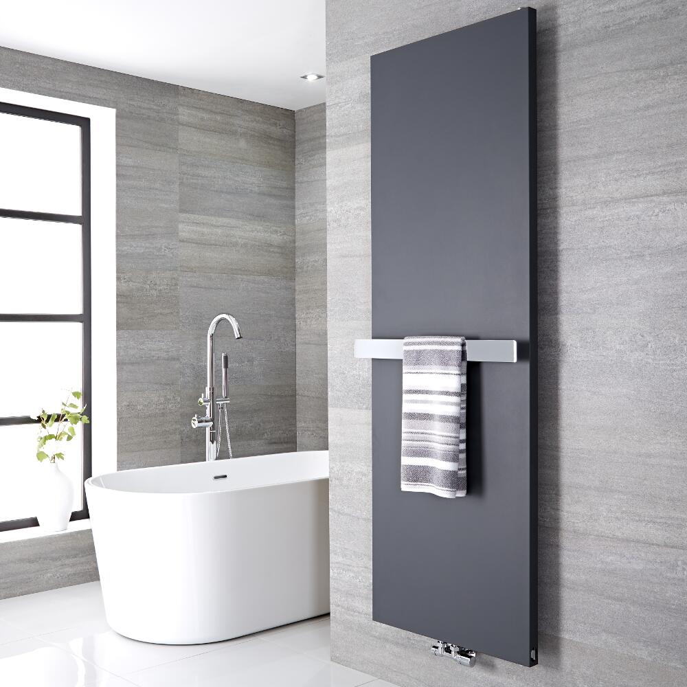 Radiateur vertical anthracite 180x60cm Rubi & Barre porte serviette 62x6cm