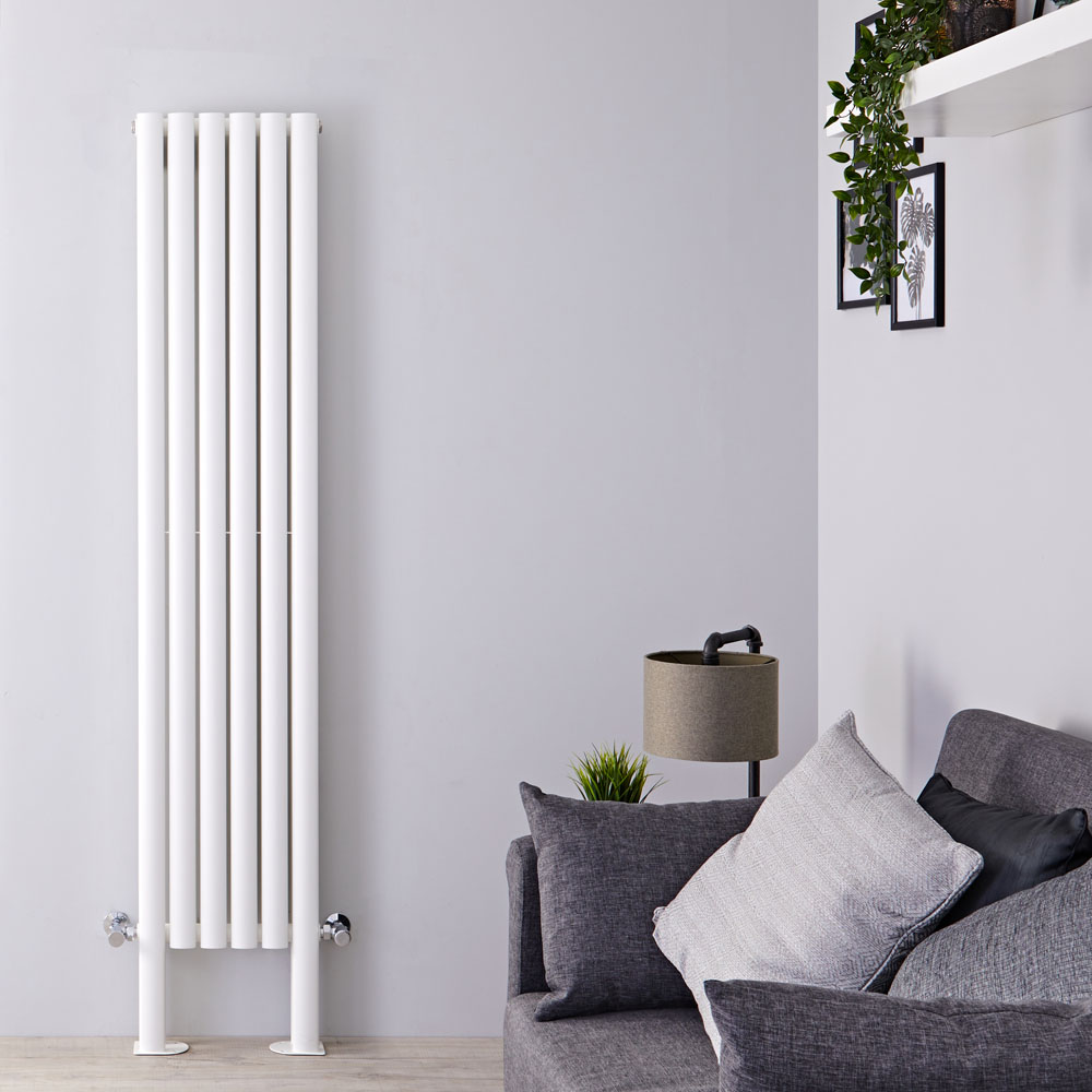 Radiateur Design Vertical avec Pieds de Support Blanc Vitality Plus 180cm x 35,4cm x 7,8cm 1228 Watts