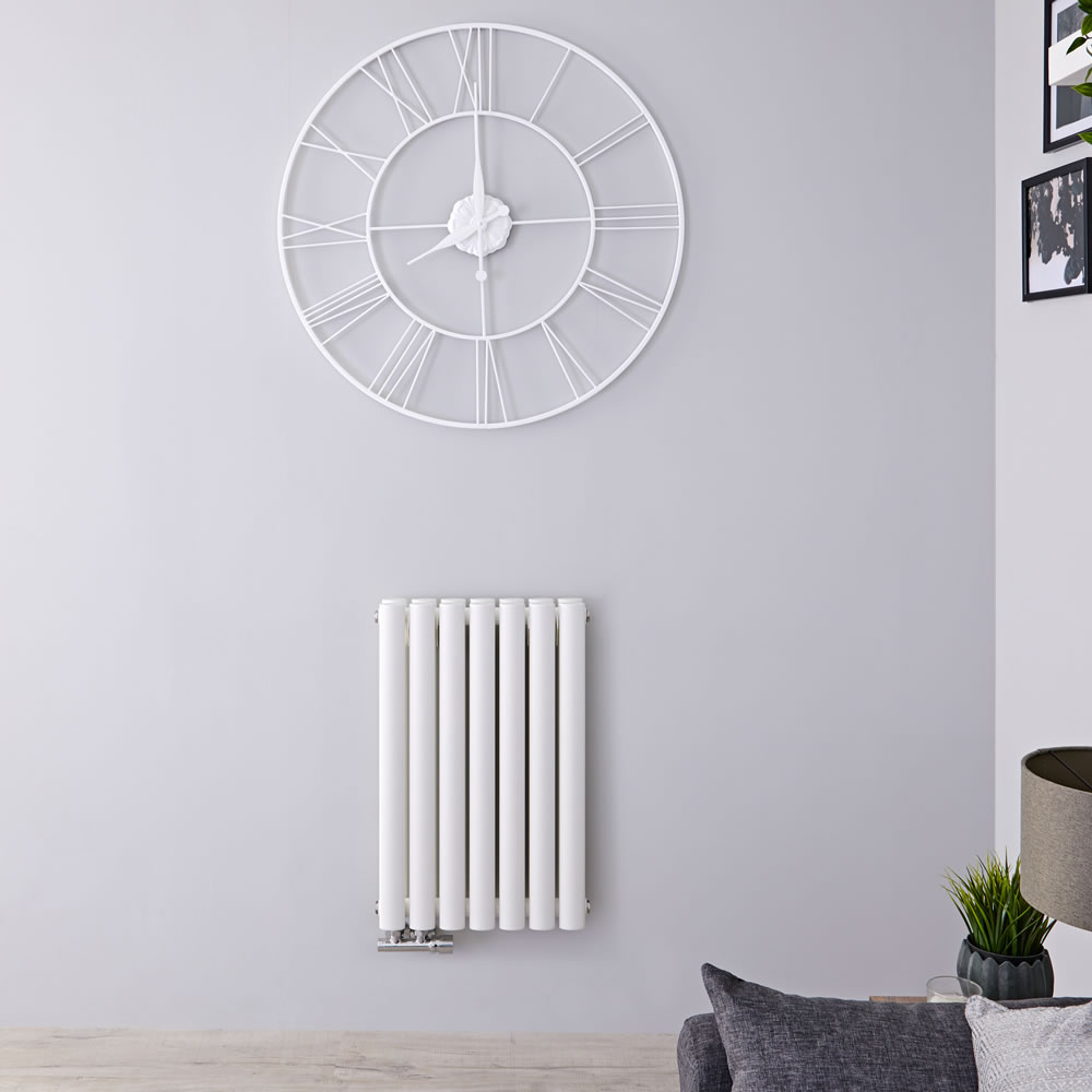 Radiateur Design Horizontal Raccordement Central Blanc Vitality Caldae 63,5cm x 41,5cm x 7,8cm 729 Watts