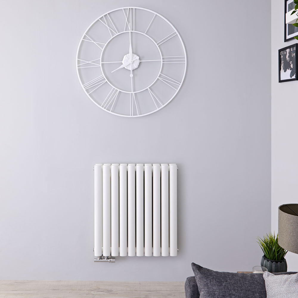 Radiateur Design Horizontal Raccordement Central Blanc Vitality Caldae 63,5cm x 59cm x 7,8cm 1042 Watts