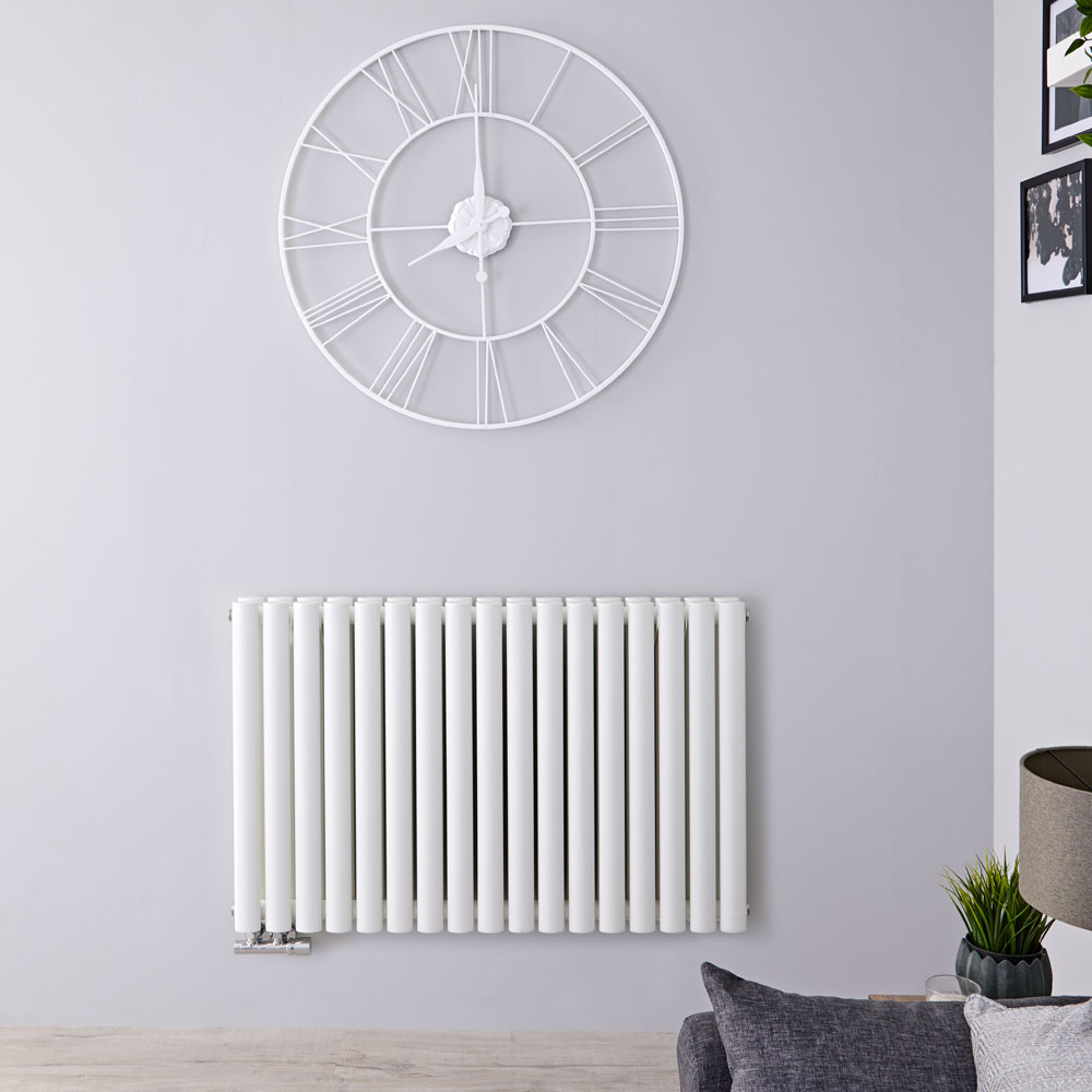Radiateur Design Horizontal Raccordement Central Blanc Vitality Caldae 63,5cm x 100cm x 7,8cm 1773 Watts