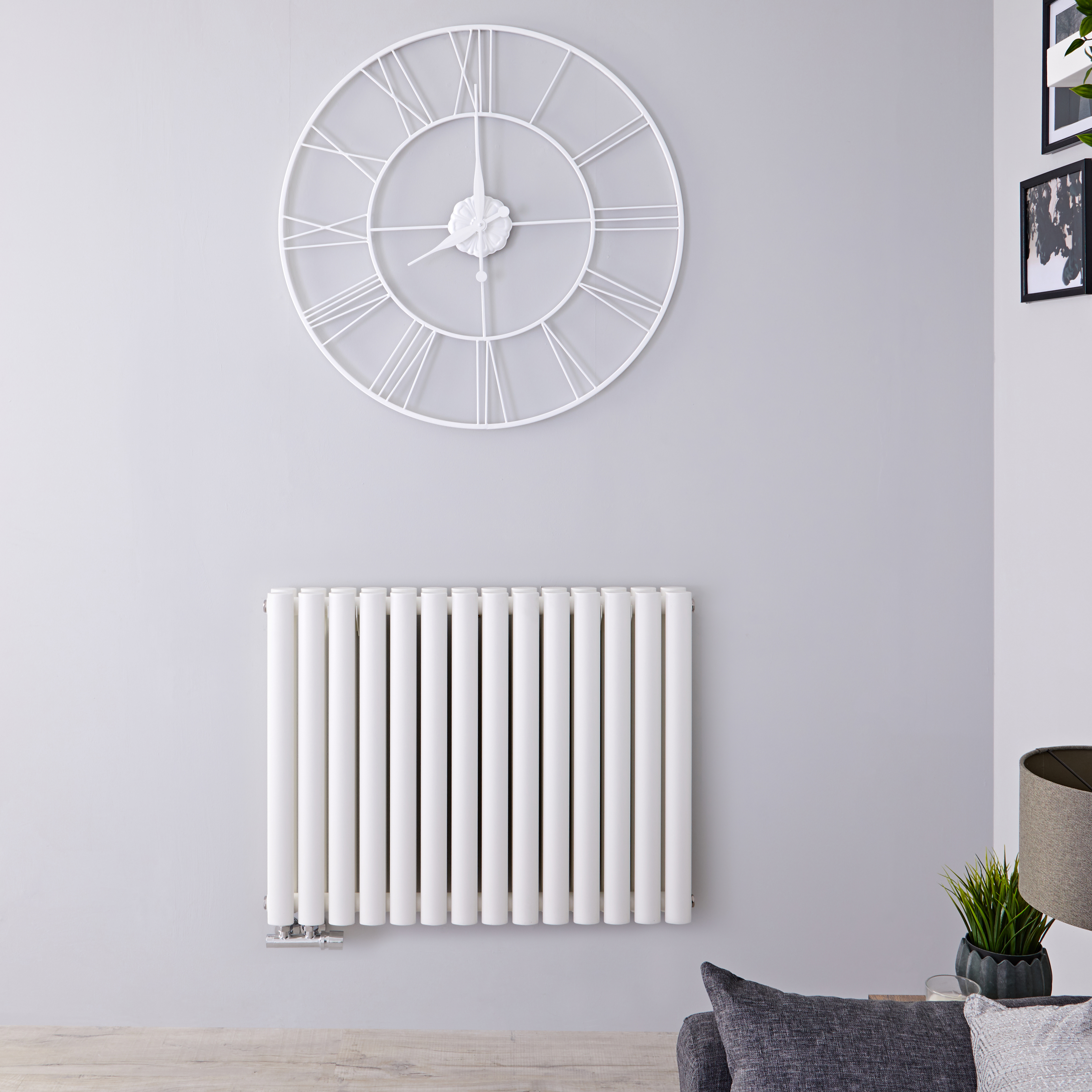 Radiateur Design Horizontal Raccordement Central Blanc Vitality Caldae 63,5cm x 83,4cm x 7,8cm 1461 Watts