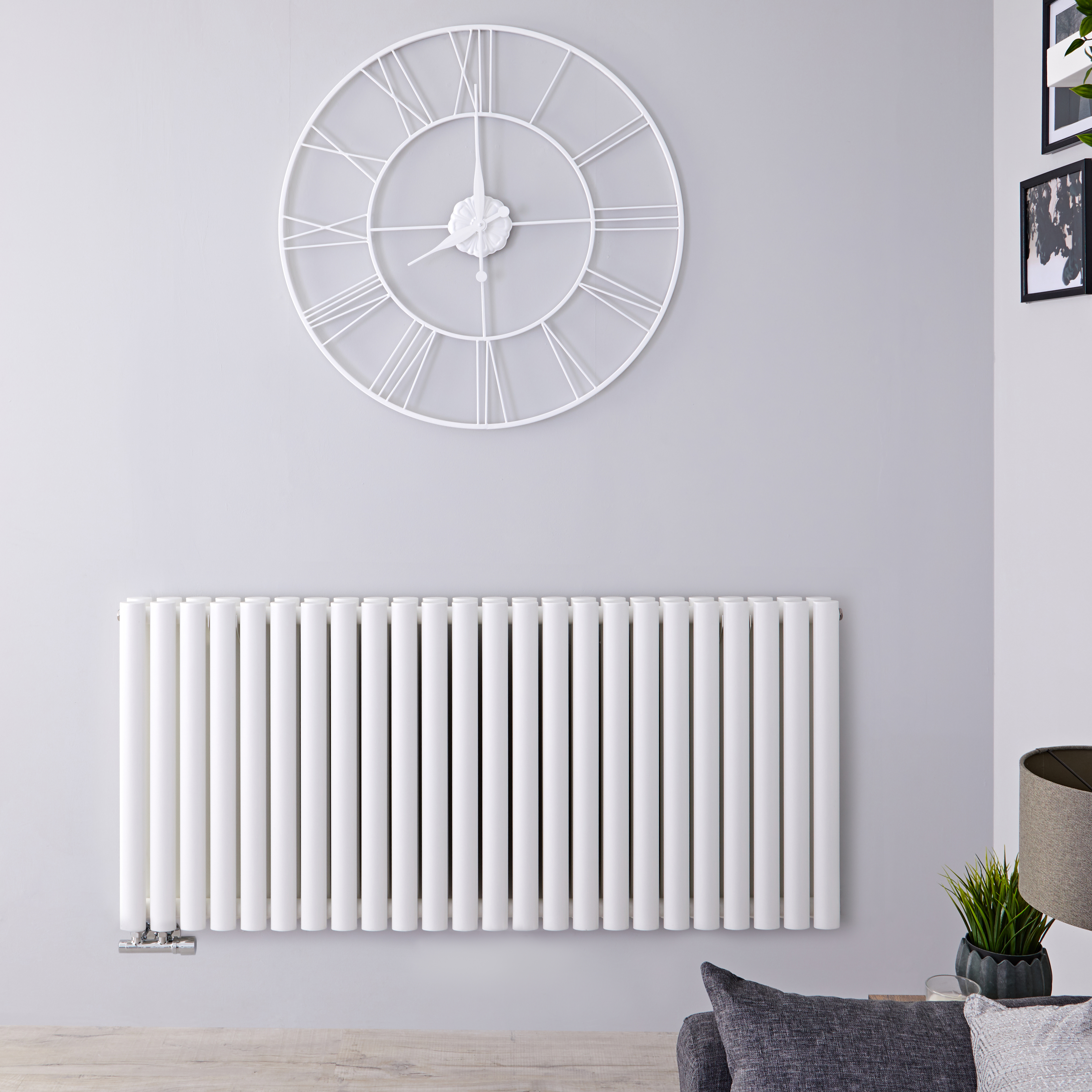 Radiateur Design Horizontal Raccordement Central Blanc Vitality Caldae 63,5cm x 141,1cm x 7,8cm 2503 Watts