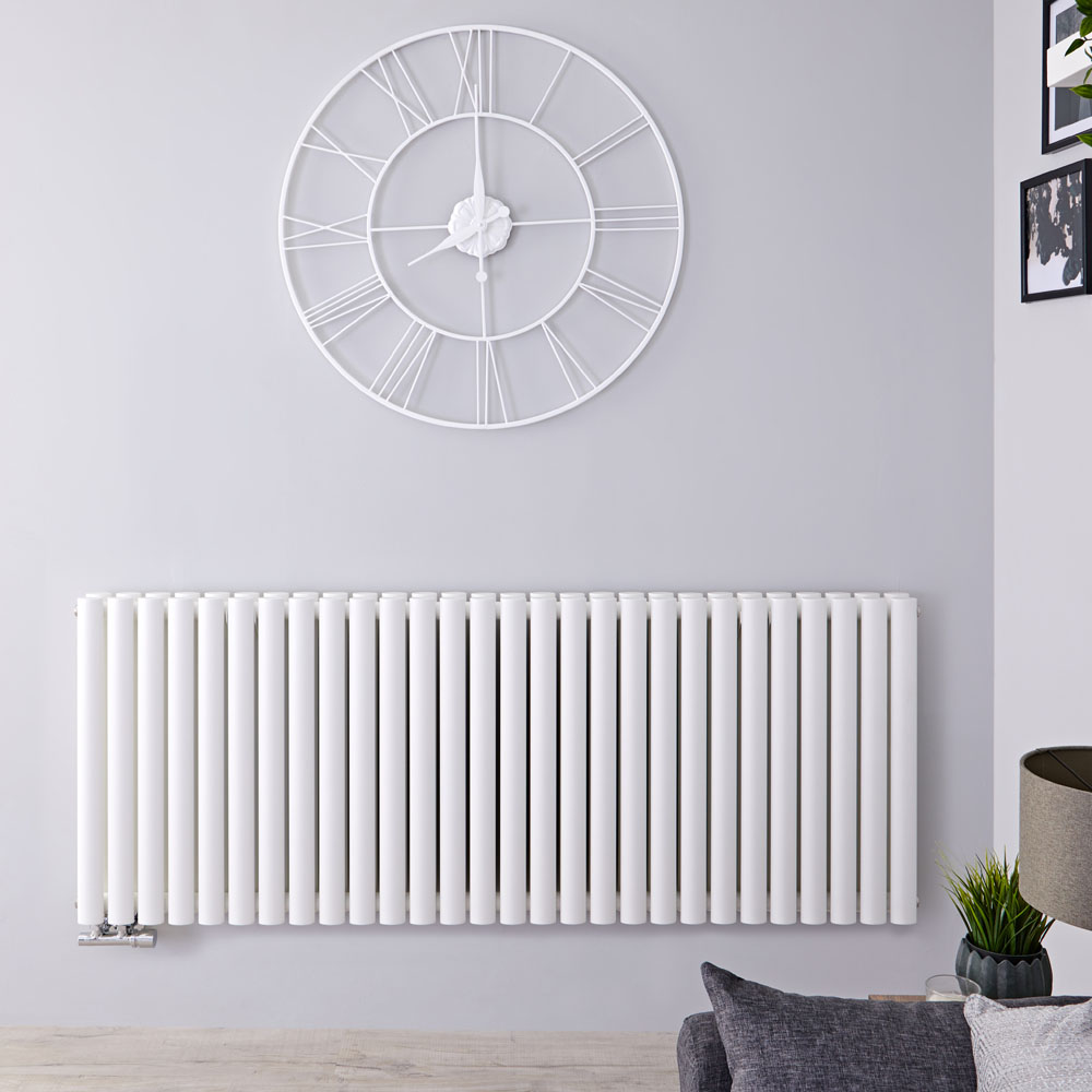 Radiateur Design Horizontal Raccordement Central Blanc Vitality Caldae 63,5cm x 164,7cm x 7,8cm 2614 Watts