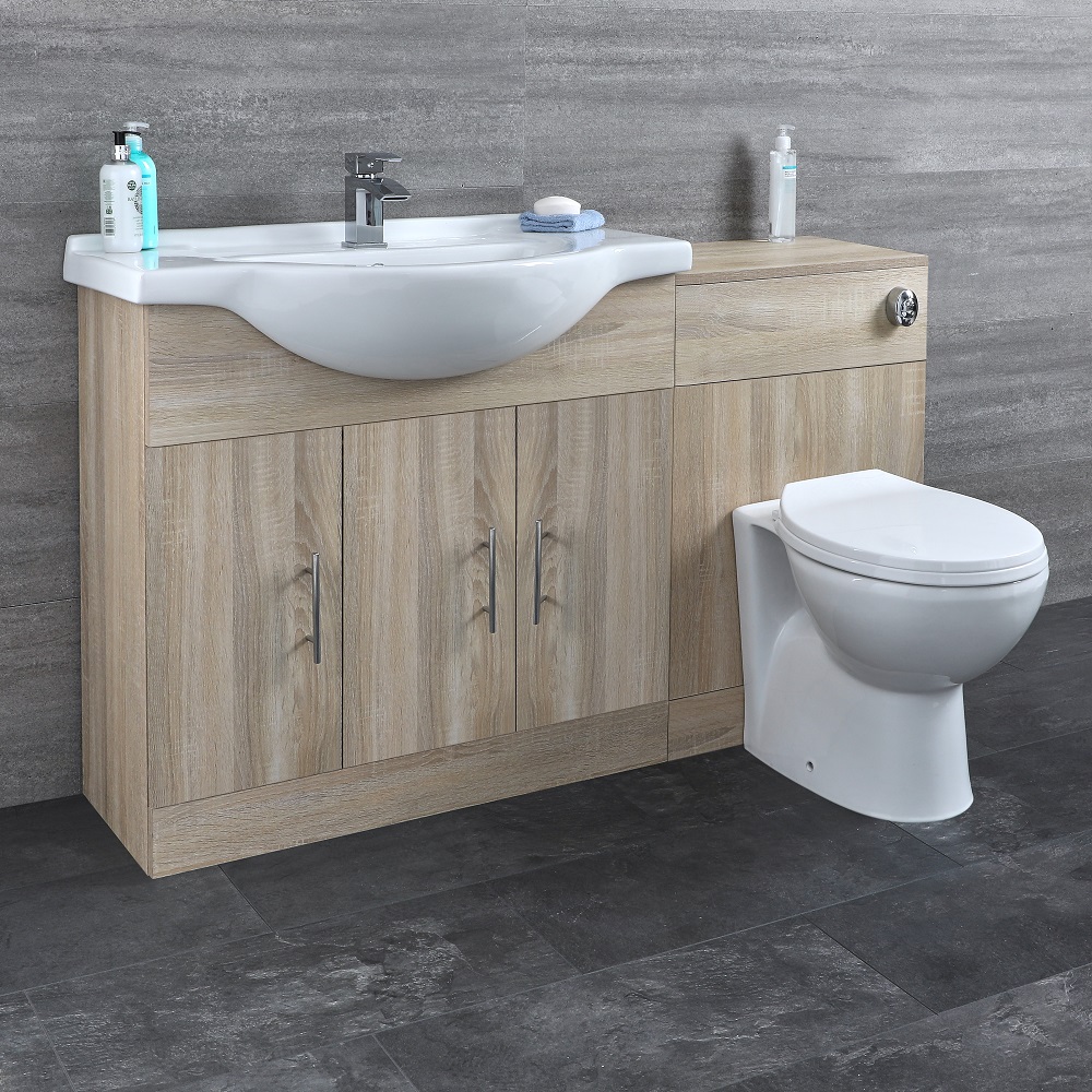 Meuble-lavabo & Toilette WC 85x78x48cm Classic Oak