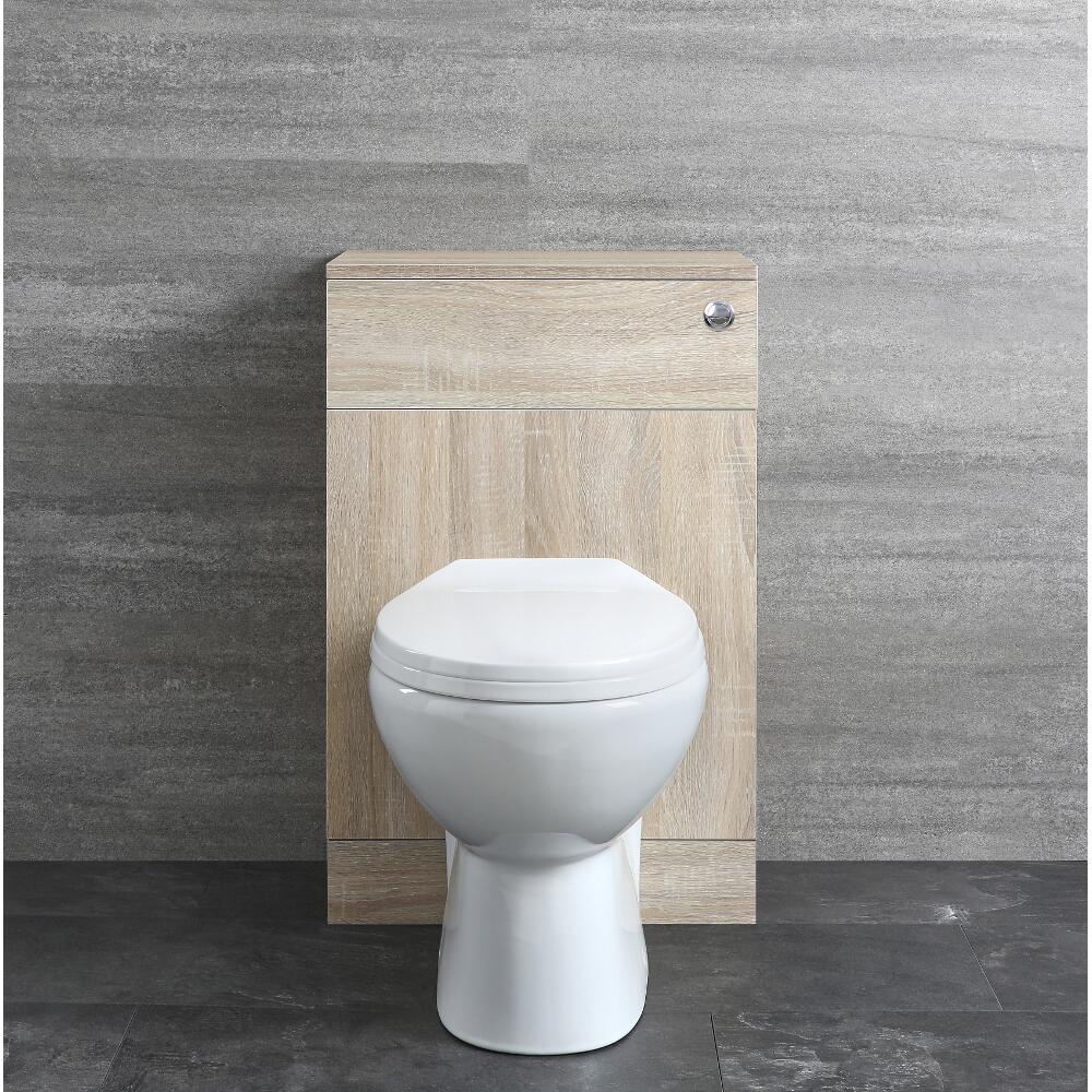 Meuble WC 50 cm et WC à poser, réservoir et abattant – Classic Oak