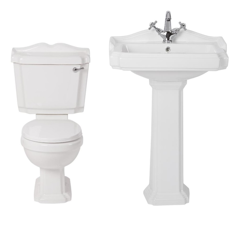 Lavabo sur colonne 1 Trou & Pack WC Rétro Oxford