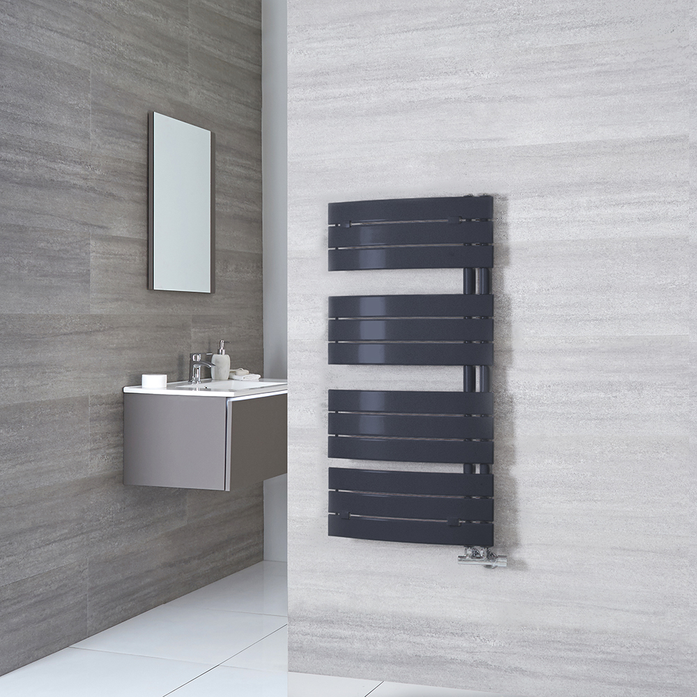 Sèche-Serviettes Incurvé Anthracite Elgin 108cm x 55cm x 11,5cm 500 Watts