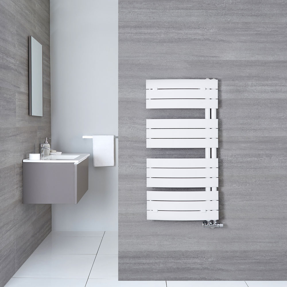 Sèche-Serviettes Incurvé Blanc Elgin 108cm x 55cm x 11,5cm 500 Watts