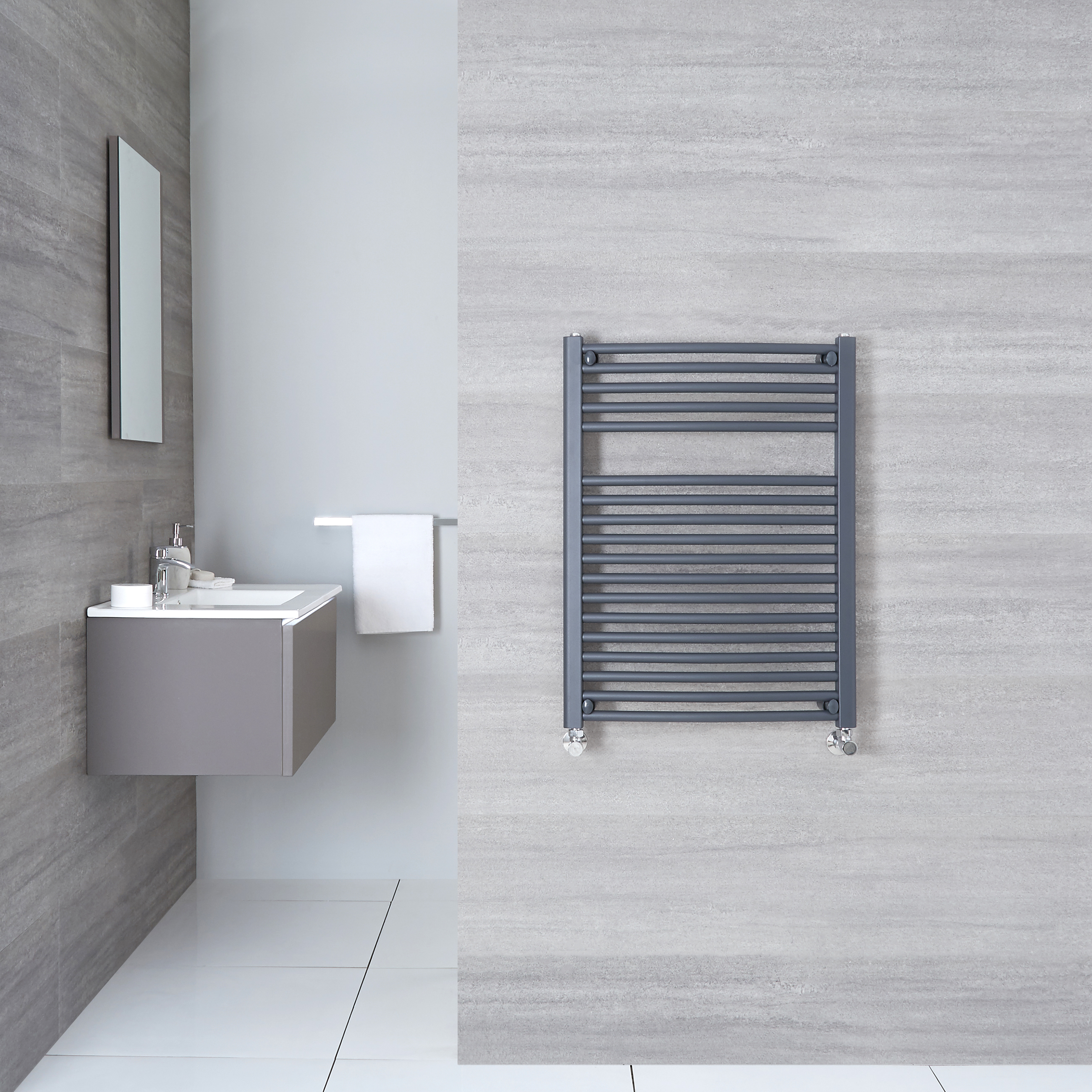 Sèche-Serviettes Incurvé Anthracite Loa 80cm x 50cm x 4,8cm 466 Watts