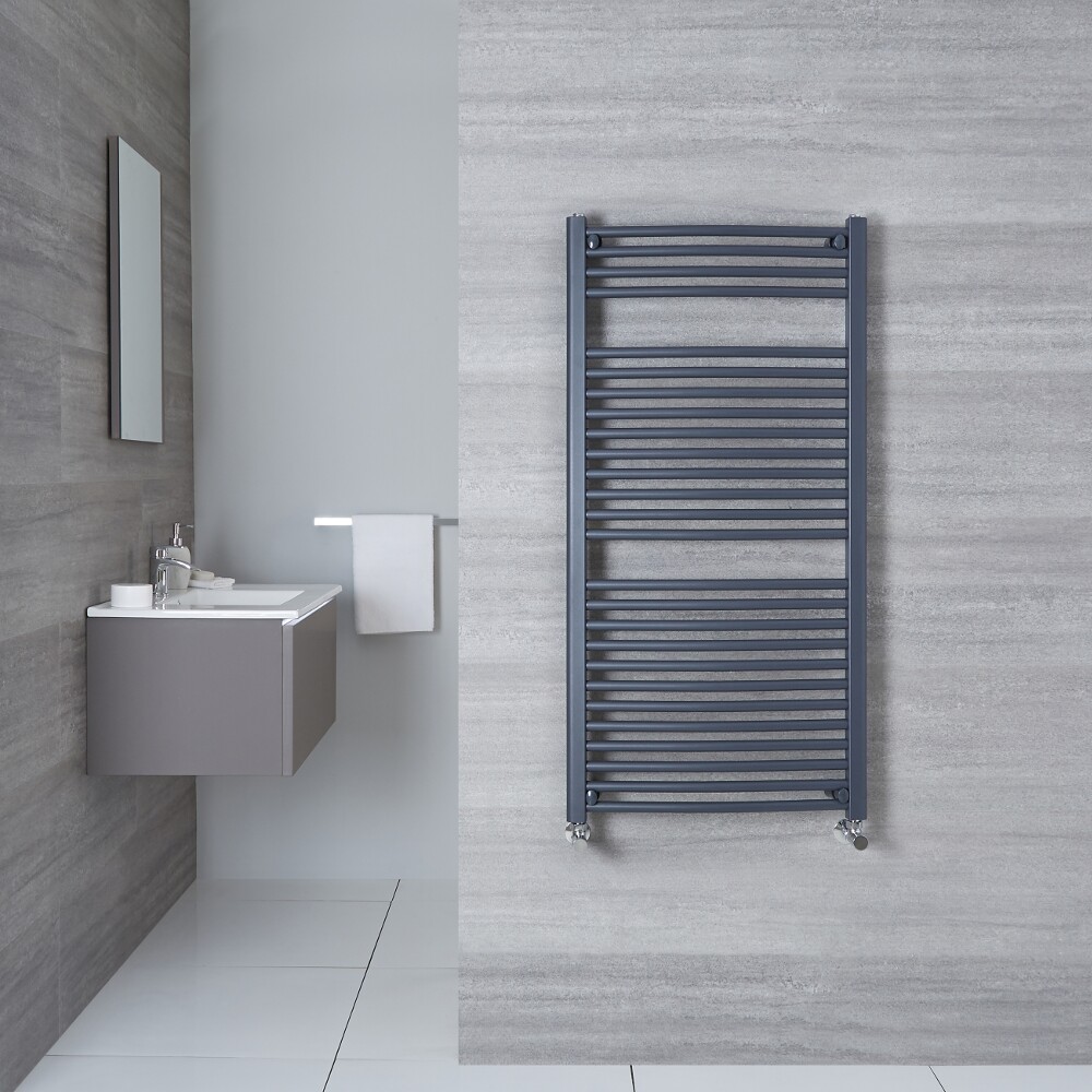Hudson Reed Sèche-Serviettes Incurvé Anthracite Loa 120cm x 50cm x 3cm 699 Watts