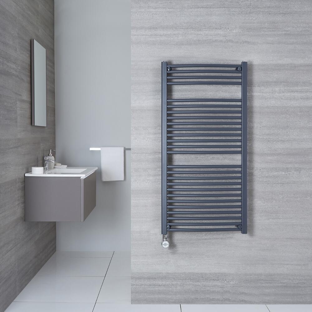Sèche-Serviettes Électrique Incurvé Anthracite Loa 120cm x 50cm x 3cm