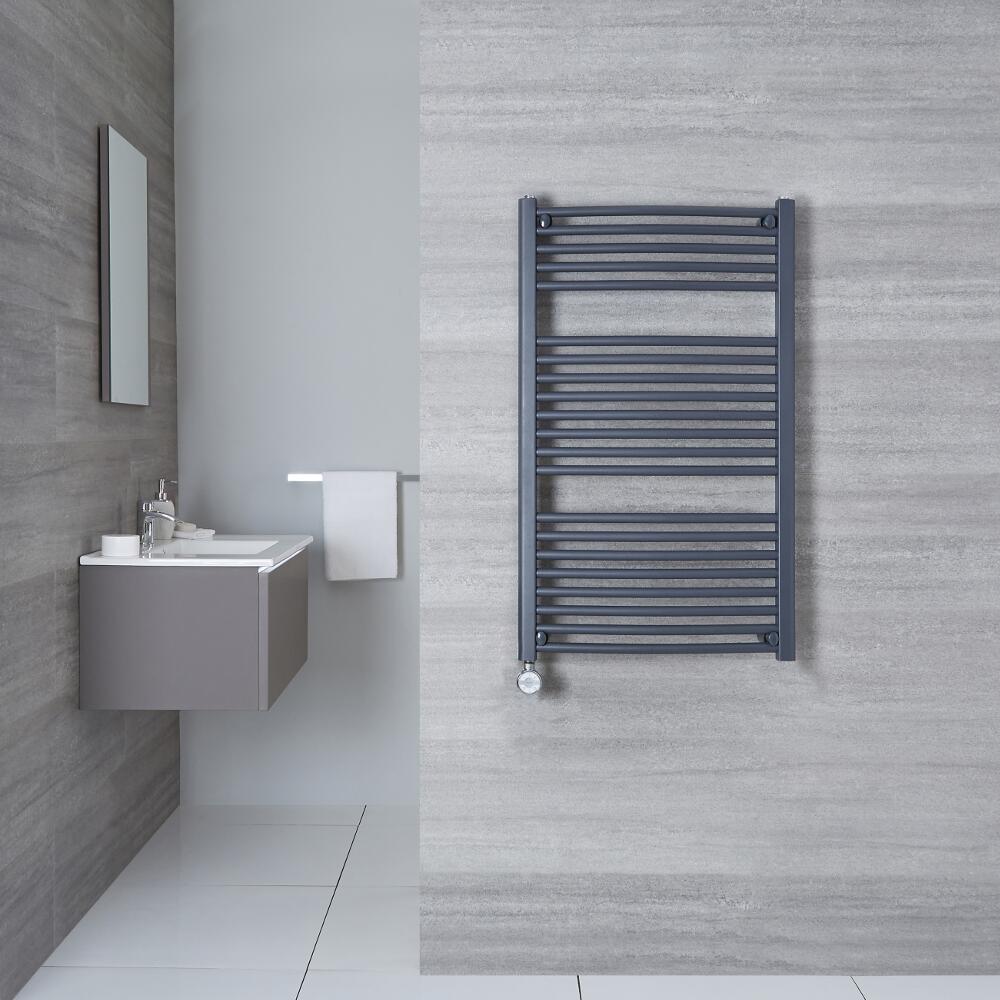 Sèche-Serviettes Électrique Incurvé Anthracite Loa 100cm x 60cm x 5,2cm