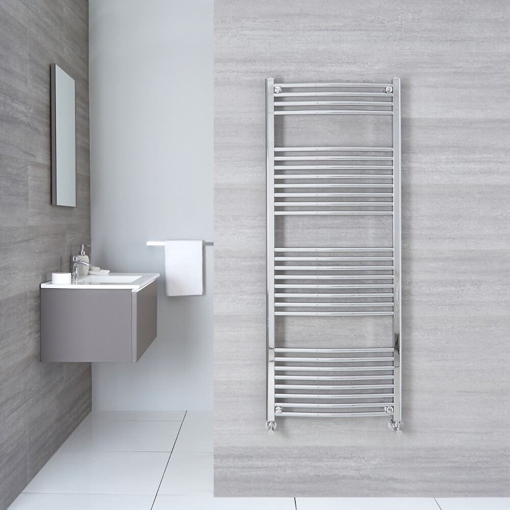 Hudson Reed Sèche-Serviettes Incurvé Chromé Ischia 150cm x 50cm x 4,5cm 571 Watts